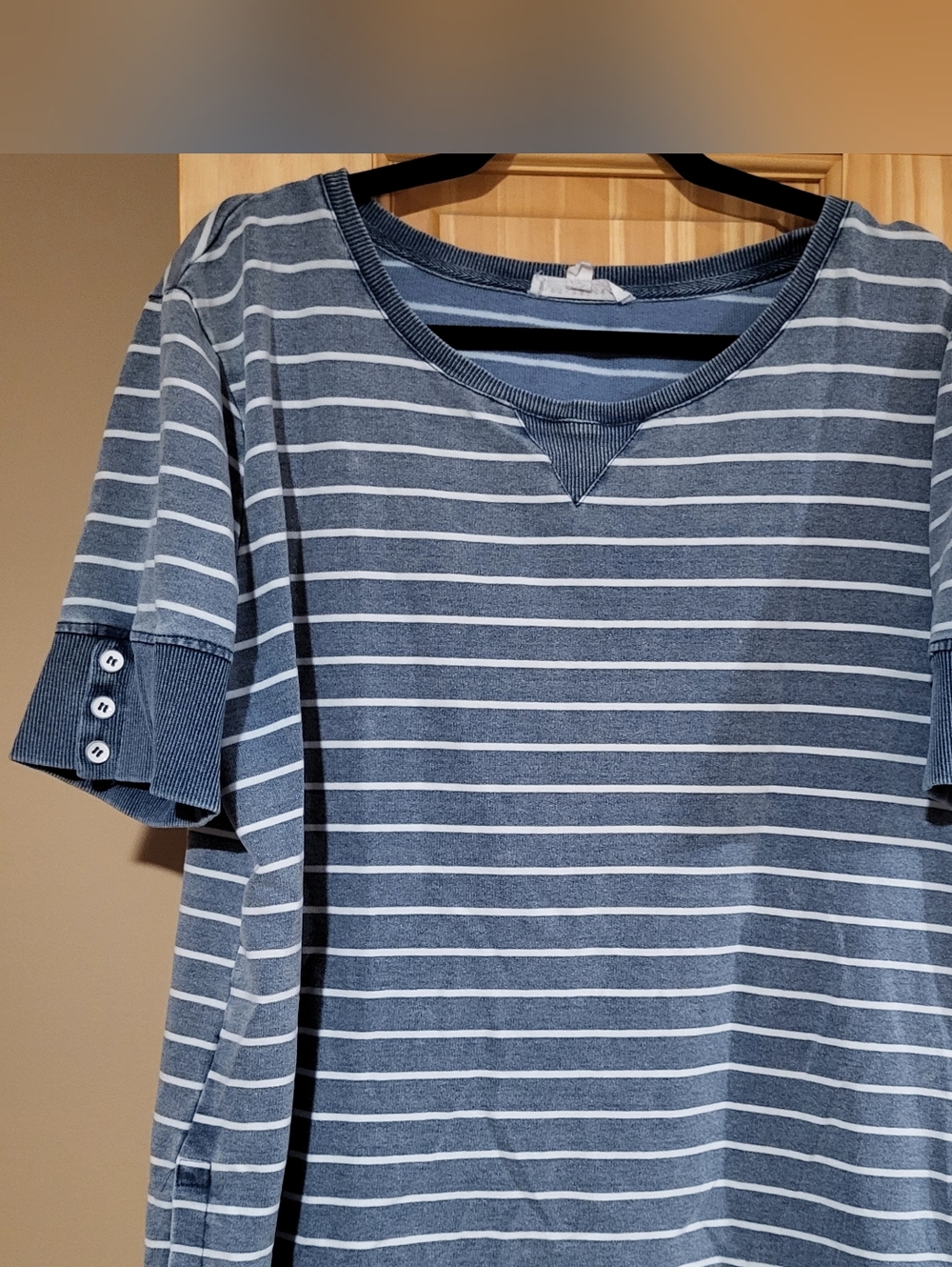 Jane and Delancey Blue and White Striped Short Sleeve Tee